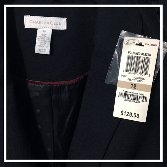 Charter Club Deepest Navy Polished Blazer - Picture 6 of 8